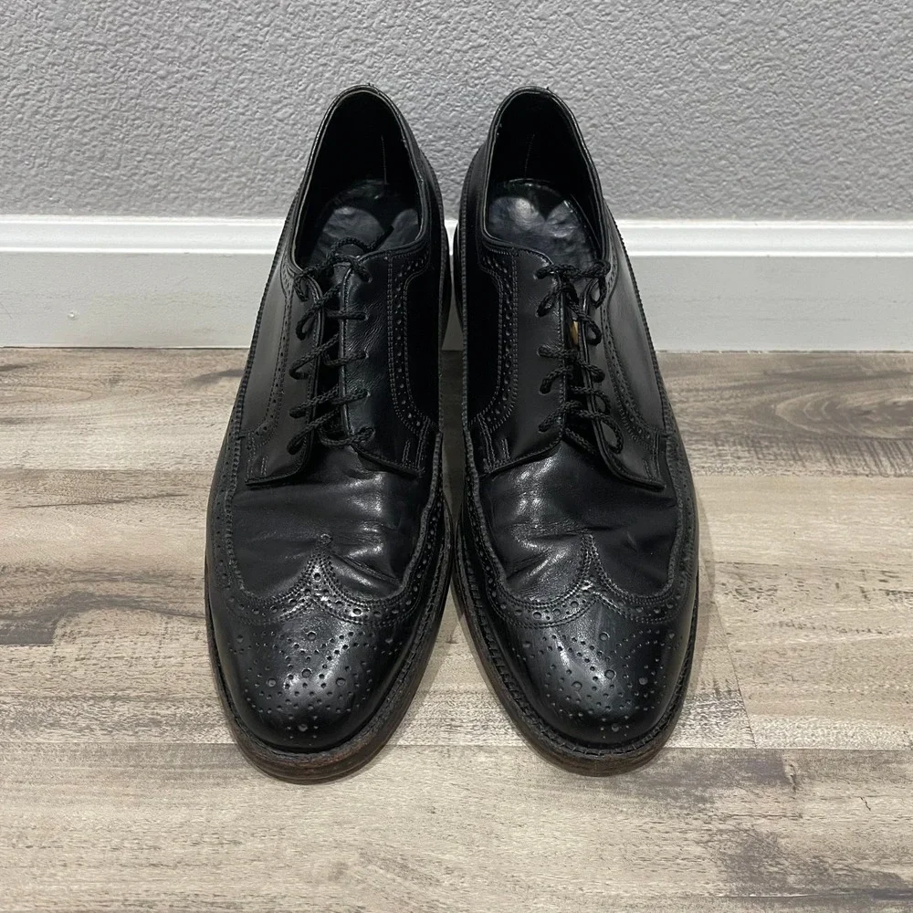 Florsheim Oxford Shoes Men Size 11.5 C Black Cortez Leather Wingtip Brogue 20804